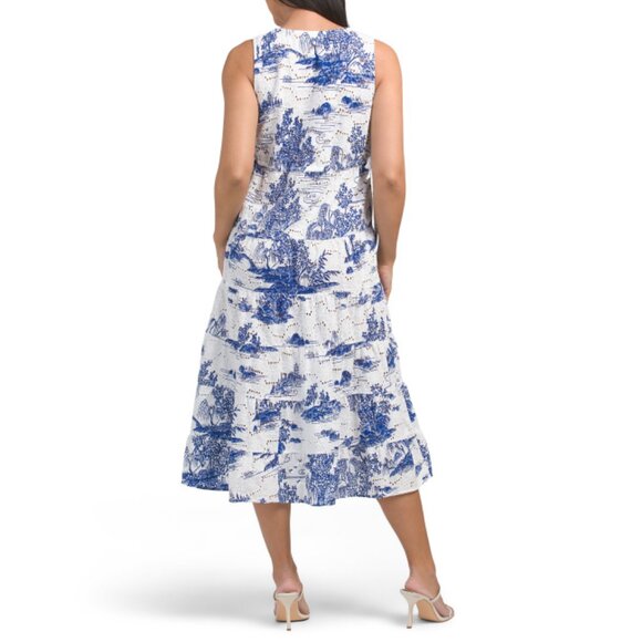 COLOURBROOKE Blue/White Toile Eyelet Cover-up Dress - Picture 2 of 2